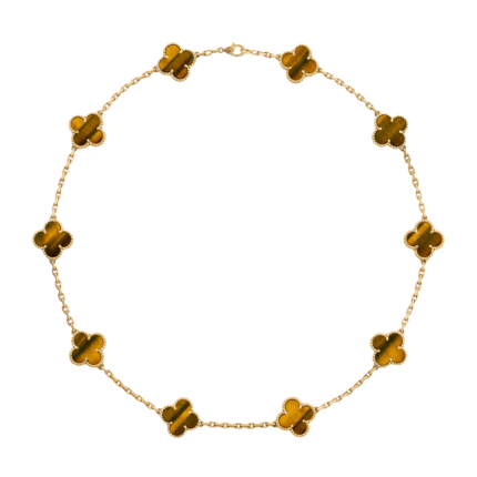 [Van Cleef Arpels]CLOVER 10 MOTIFS TIGER EYE NECKLACE