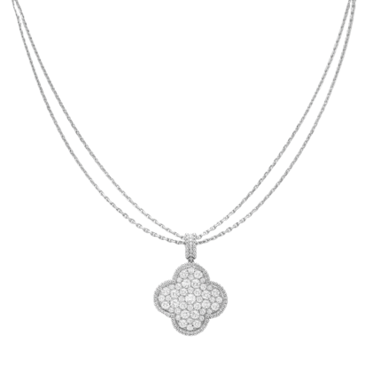 [Van Cleef Arpels]CLOVER 25MM SILVER FULL DIAMOND BIG CLOVER NECKLACE