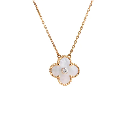 [Van Cleef Arpels]CLOVER 15MM DIAMOND WHITE FRITILLARIA NECKLACE