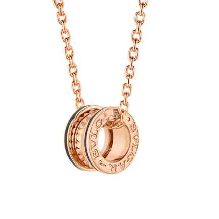 [Bulgari]ZERO 1 ROCK PEDANT PINK GOLD BLACK NECKLACE