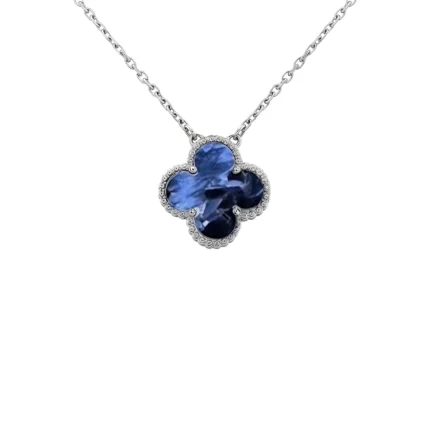 [Van Cleef Arpels]CLOVER 15MM PIETERSITE NECKLACE SILVER