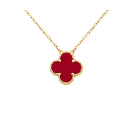 [Van Cleef Arpels]CLOVER 15MM CARNELIAN SINGLE FLOWER NECKLACE