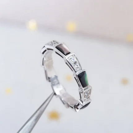 [Bulgari]SERPENTI RING SILVER  DIAMOND BLACK MOP 3MM