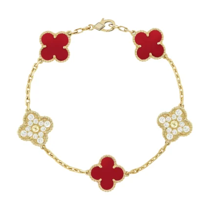 [Van Cleef Arpels]CLOVER 5 MOTIFS CARNELIAN DIAMOND BRACELET