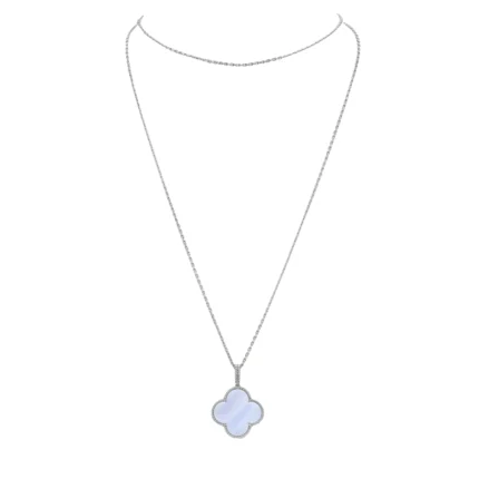 [Van Cleef Arpels]CLOVER SILVER CHALCEDONY BIG CLOVER NECKLACE