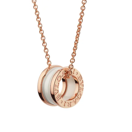 [Bulgari]ZERO 1 WHITE CERAMIC PINK GOLD NECKLACE