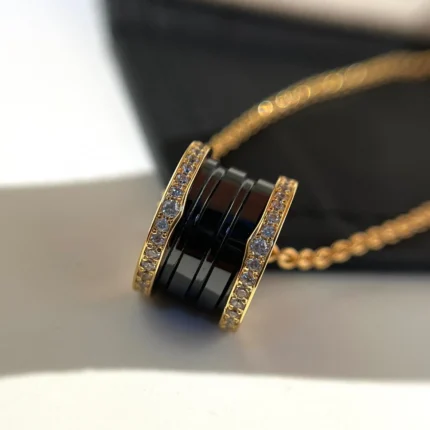 [Bulgari]ZERO 1 BLACK CERAMIC DIAMOND GOLD NECKLACE