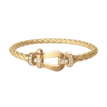 [Fred]FORCE LARGE HORSESHOE HALF DIAMOND BRACELET GOLD