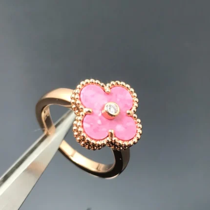 [Van Cleef Arpels]CLOVER RHODONITE ROSE GOLD RING