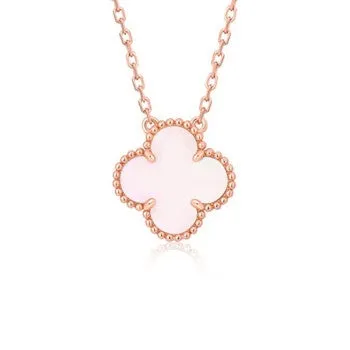 [Van Cleef Arpels]CLOVER 15MM PINK MOTHER-OF-PEARL SINGLE FLOWER NECKLACE
