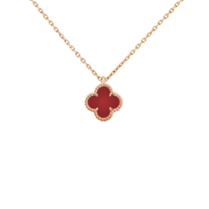 [Van Cleef Arpels]CLOVER MINI 9.5MM WHITE CARNELIANS NECKLACE