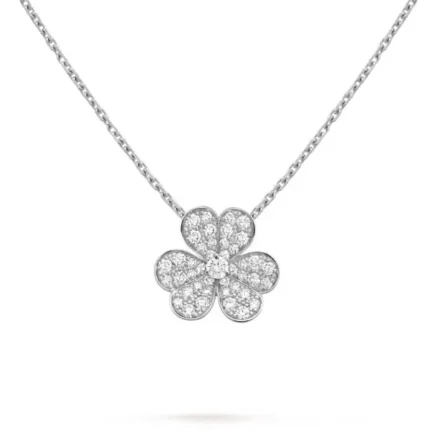 [Van Cleef Arpels]CLOVER DIAMOND NECKLACE SILVER