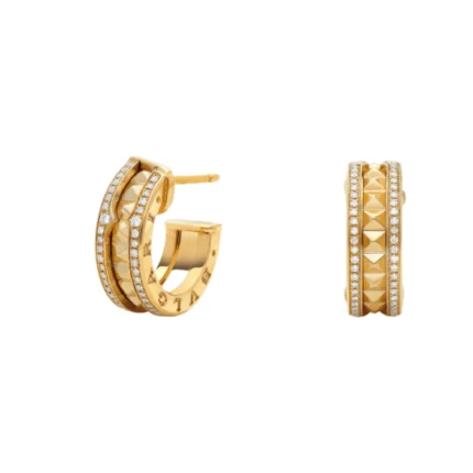 [Bulgari]ZERO 1 ROCK GOLD EARRINGS WITH STUDDED SPIRAL AND PAVED DIAMONDS