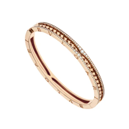 [Bulgari]ZERO 1 SPIRAL AND PAVED DIAMOND PINK GOLD BRACELET