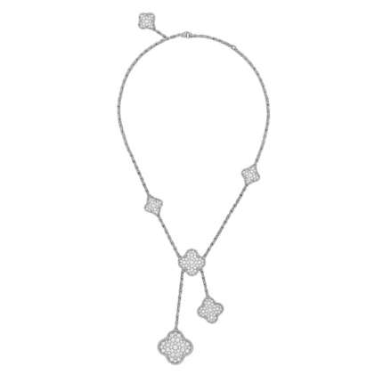 [Van Cleef Arpels]CLOVER 5 MOTIFS SILVER DIAMONDS NECKLACE