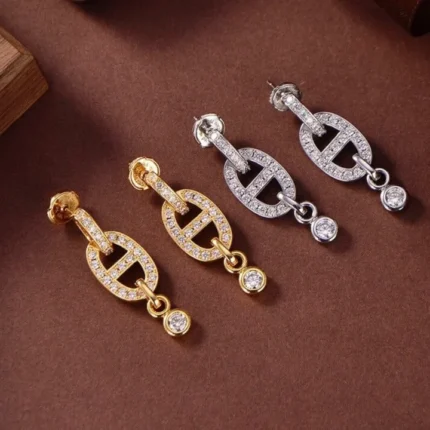 [Hermes]HM CHAINE DIAMOND EARRINGS