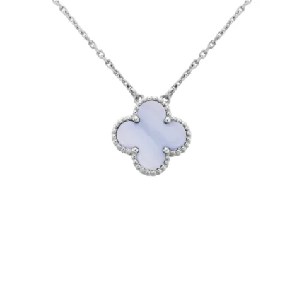 [Van Cleef Arpels]CLOVER 15MM BLUE CHALCEDONY NECKLACE SILVER